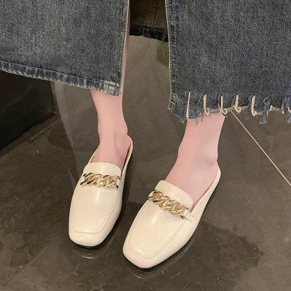 PU Leather Square Toe Flat Loafers-Jewearrings