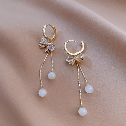 Fashion Women's Alloy Bow Cat's Eye Earrings-Jewearrings