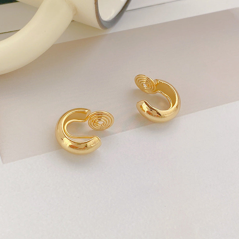 Top quality 18K Gold Color Mosquito Coil Clip on Hoop Earrings Hot Sale C Shape Copper C Shape Cuff Earrings Ear Clip-Jewearrings