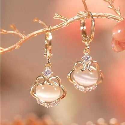 S925 Silver Needle Opal Ear Lock Earrings Girl-Jewearrings