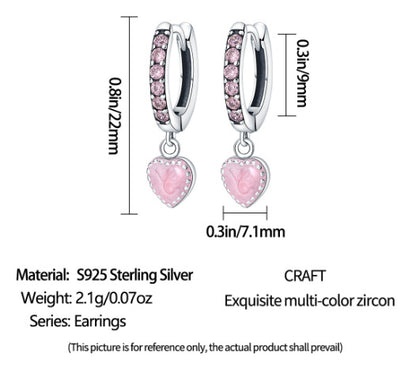 Love Heart Earrings 925 Sterling Silver High-end Fashion-Jewearrings