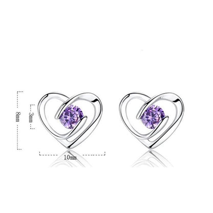 Simple Ear Jewelry Silver-plated Female Earrings Fashion Korean Style Heart-to-heart Earrings Women-Jewearrings