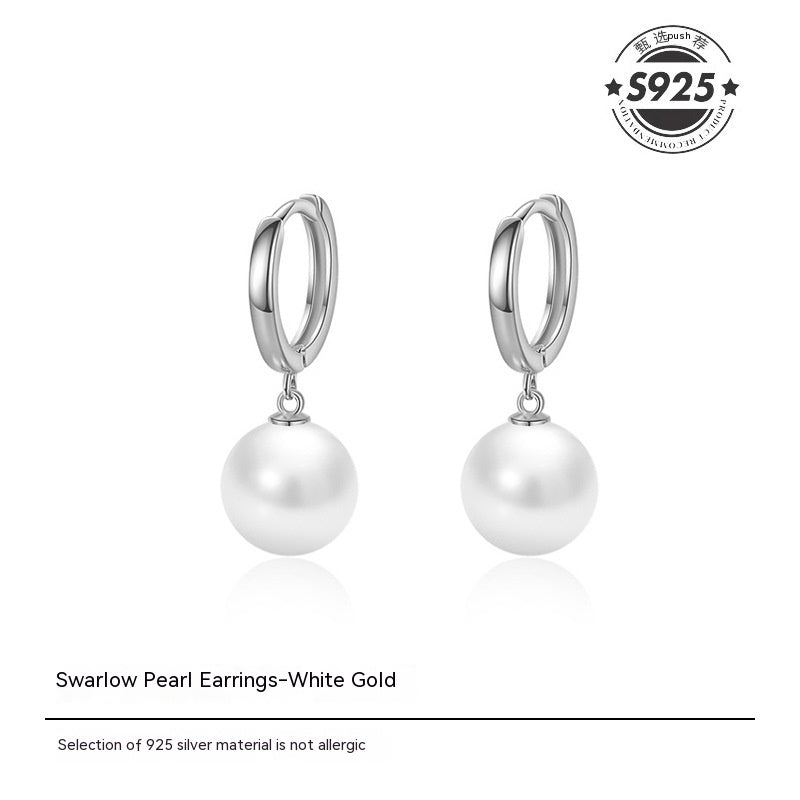 Pearl Earrings Women's Simple Sterling Silver-Jewearrings