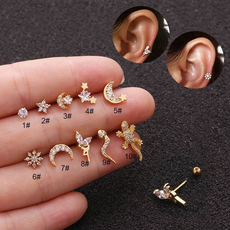 Golden Gecko Stud Earrings-Jewearrings