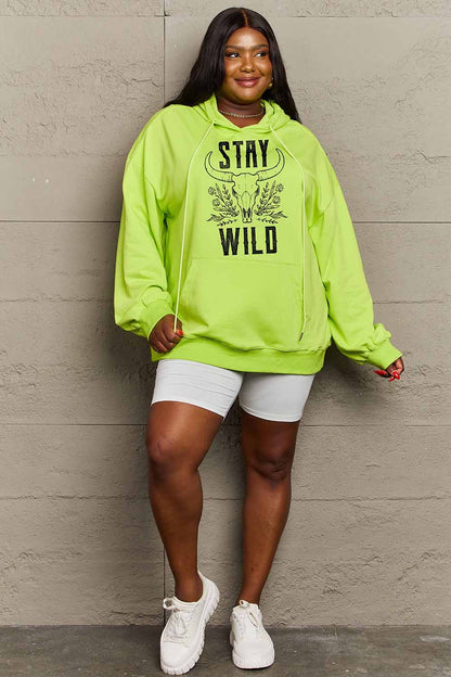 Simply Love Simply Love Full Size STAY WILD Graphic Hoodie-Jewearrings