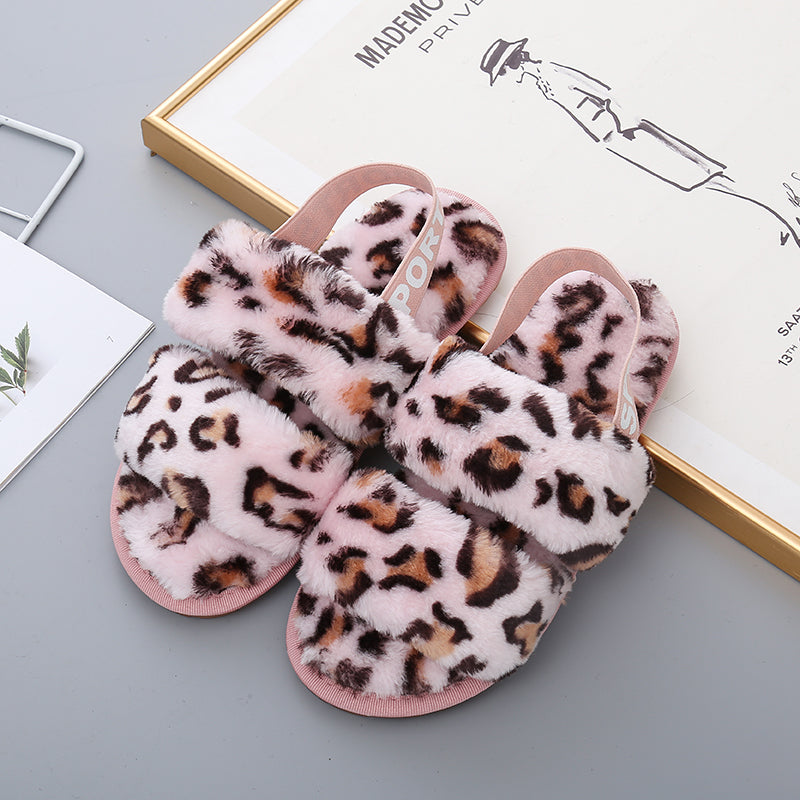 Faux Fur Open Toe Slippers-Jewearrings