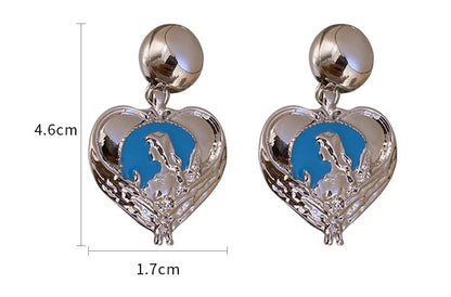 Silver Needle Oil Dripping Virgin Love Earrings Niche-Jewearrings