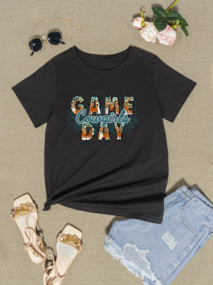 COWGIRLS GAME DAY Round Neck Short Sleeve T-Shirt-Jewearrings