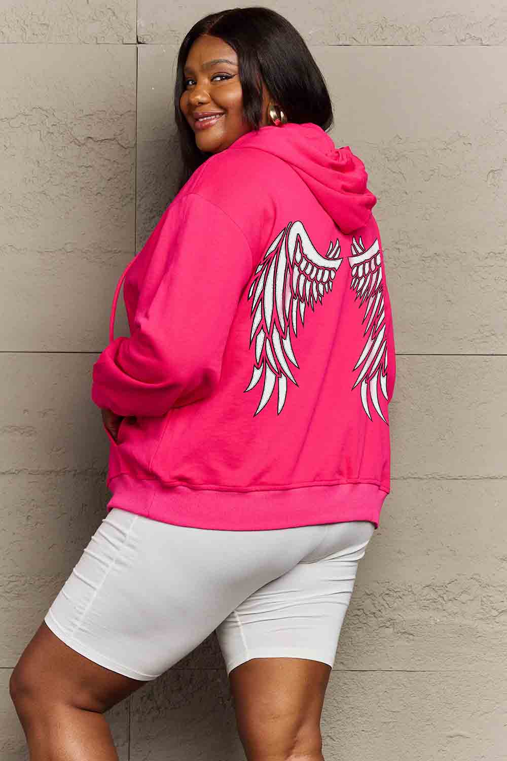 Simply Love Full Size Angel Wings Graphic Hoodie-Jewearrings