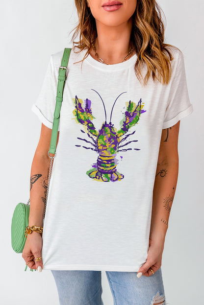 Mardi Gras Lobster Round Neck T-Shirt-Jewearrings