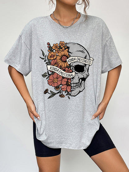 Round Neck Short Sleeve Graphic T-Shirt-Jewearrings