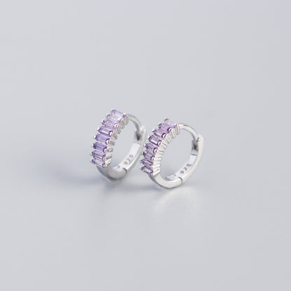 Women's Inlaid Cubic Zirconia Sterling Silver Stud Earrings-Jewearrings