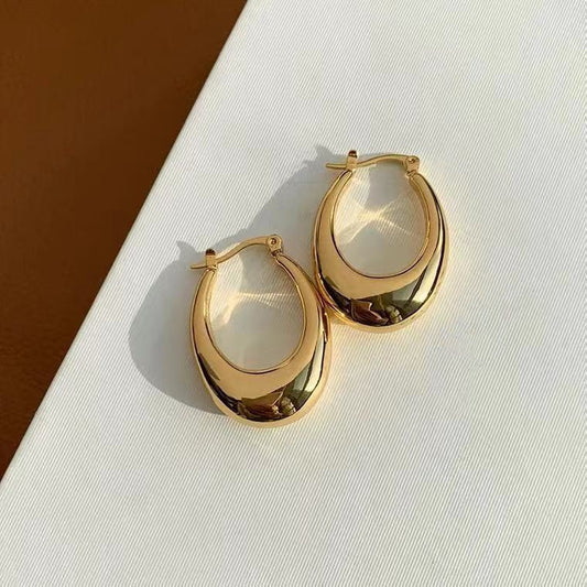 U-shaped Teardrop Earrings With Au750 Coloured Gold Studs-Jewearrings