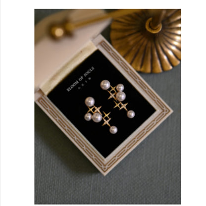 Sterling Silver Earrings Pearl Female Design Retro-Jewearrings