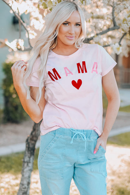 MAMA Heart Graphic Tee-Jewearrings