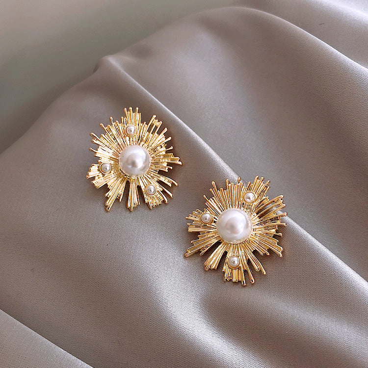 Female 925 Sterling Silver Needle Pearl Earrings-Jewearrings