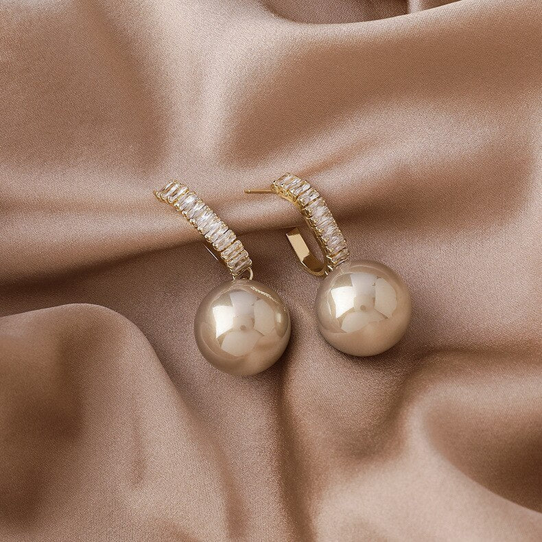 Vintage Metal Earrings Pearl Earrings Hong Kong Style Earrings-Jewearrings