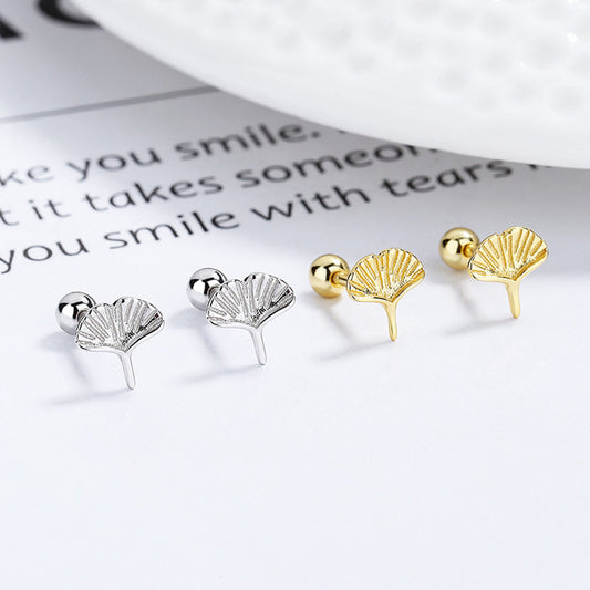 Apricot Leaf Thread Stud Earrings Women's Sterling Silver Fashion-Jewearrings