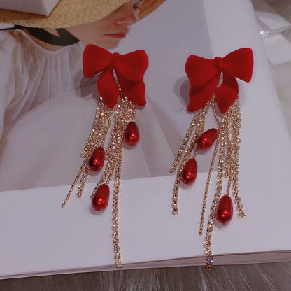 Super Cute Velvet Bow Earrings For Christmas-Jewearrings