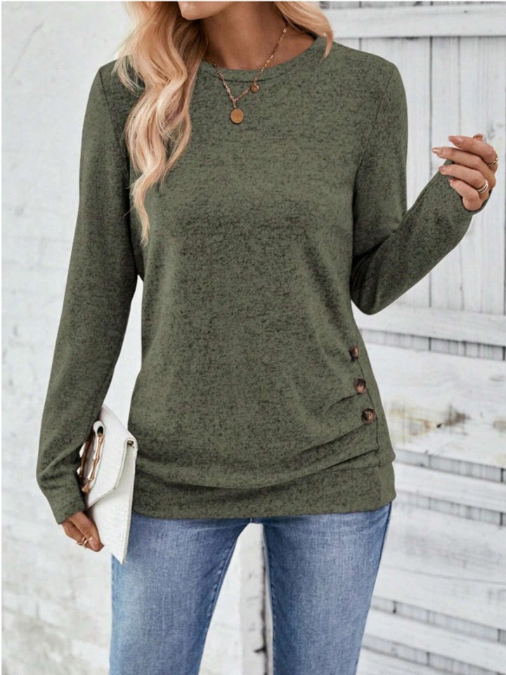 Round Neck Long Sleeve T-Shirt-Jewearrings