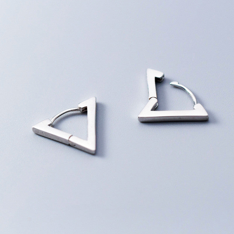 Men's Clip-on Triangle Sterling Silver Earrings-Jewearrings