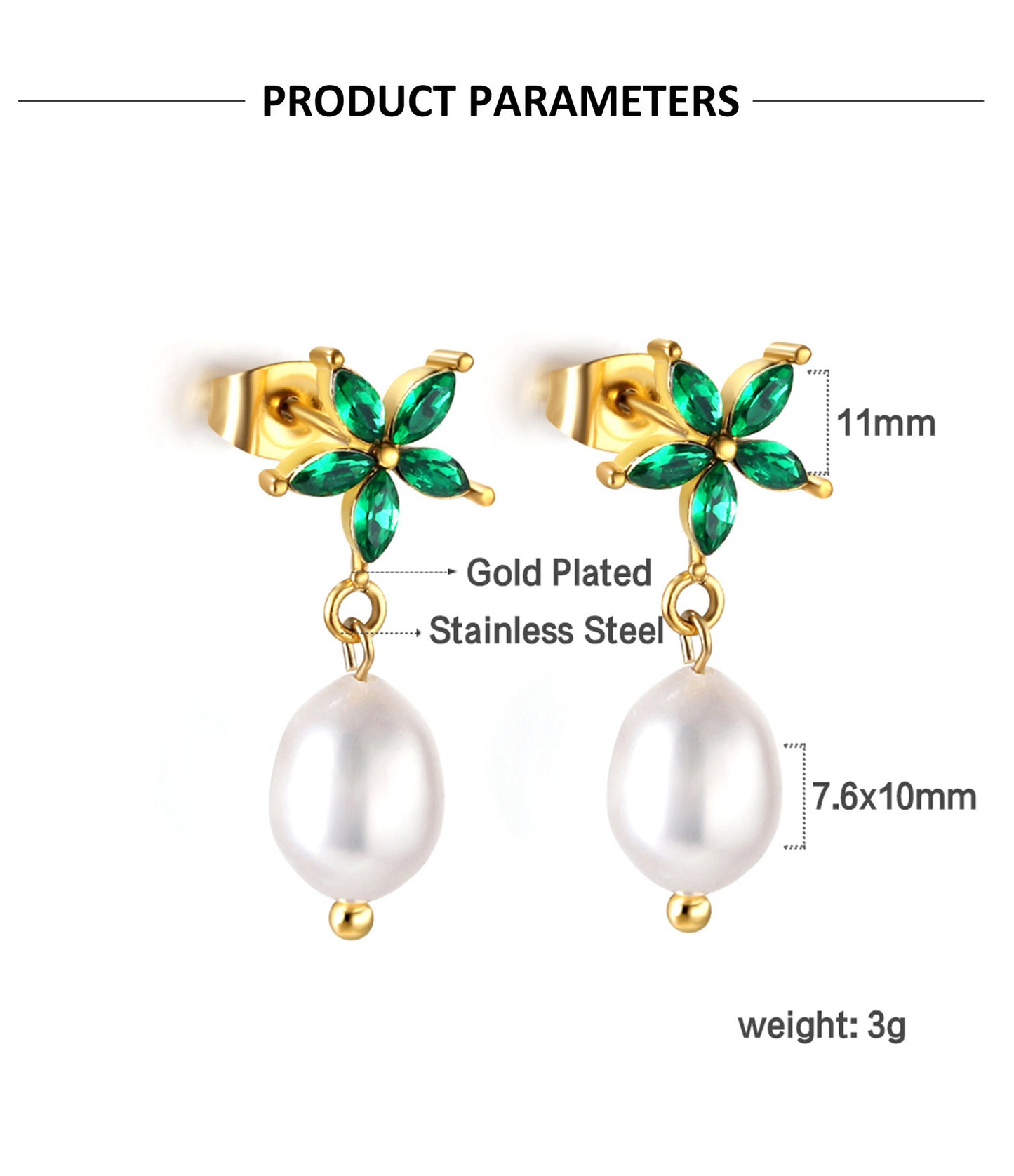 European And American Emerald Earrings For Women-Jewearrings