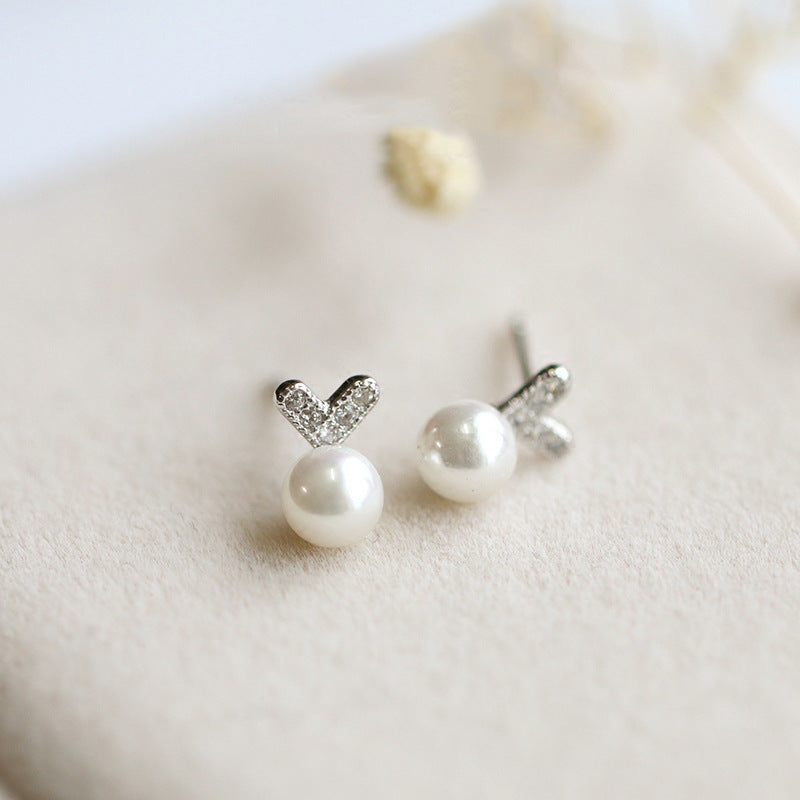 Pearl petal three-dimensional earrings-Jewearrings