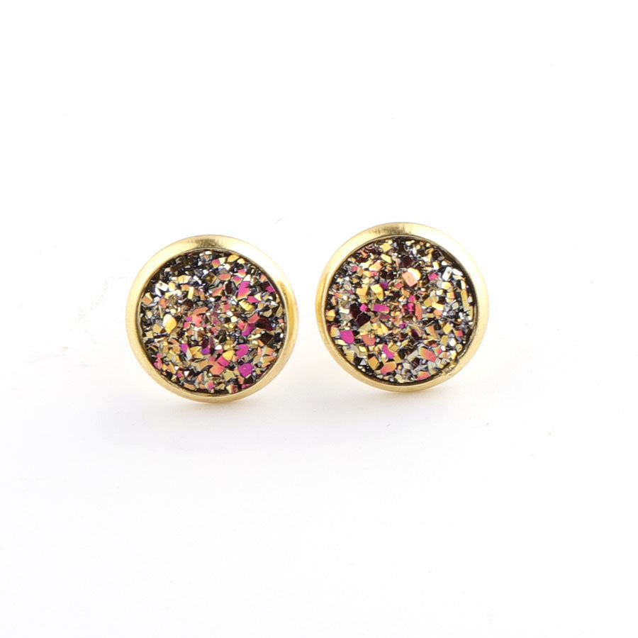 Starry Stainless Steel Water Plated Gold Stud Earrings-Jewearrings