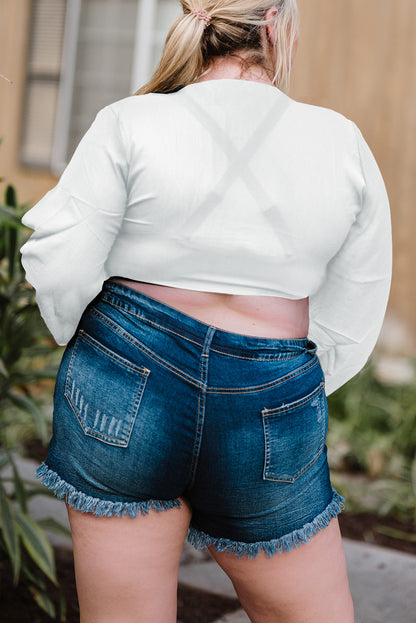 Plus Size Tie Front Crop Top-Jewearrings