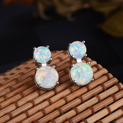 Classic Synthetic Opal Stud Earrings-Jewearrings