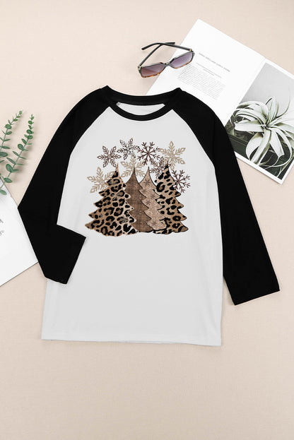 Christmas Tree Graphic Round Neck T-Shirt-Jewearrings