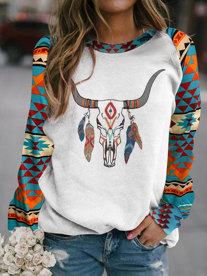 Round Neck Raglan Sleeve Graphic Sweatshirt-Jewearrings