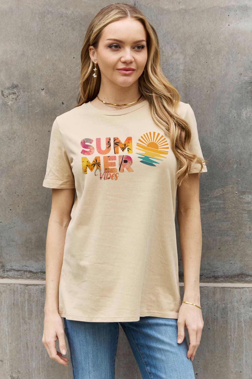 Simply Love Full Size SUMMER VIBES Graphic Cotton Tee-Jewearrings