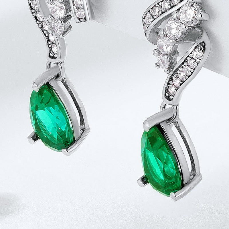 S925 Silver Emerald Earrings For Women-Jewearrings