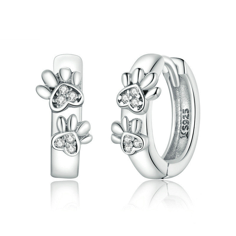 Original Cute Paw Print 925 Sterling Silver Earrings-Jewearrings