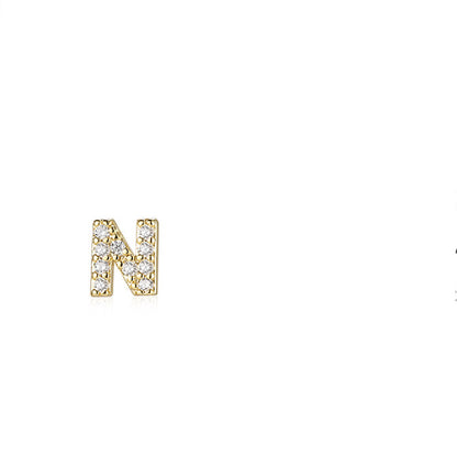 925 Silver Needle English Letter Stud Earrings-Jewearrings