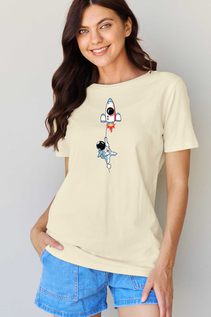 Simply Love Full Size Astronaut Graphic Cotton T-Shirt-Jewearrings