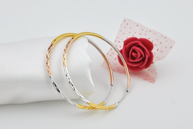 Tri-color Silver Earrings Female 925 Sterling Silver Color Gold-plated Ear Hoop Earrings-Jewearrings