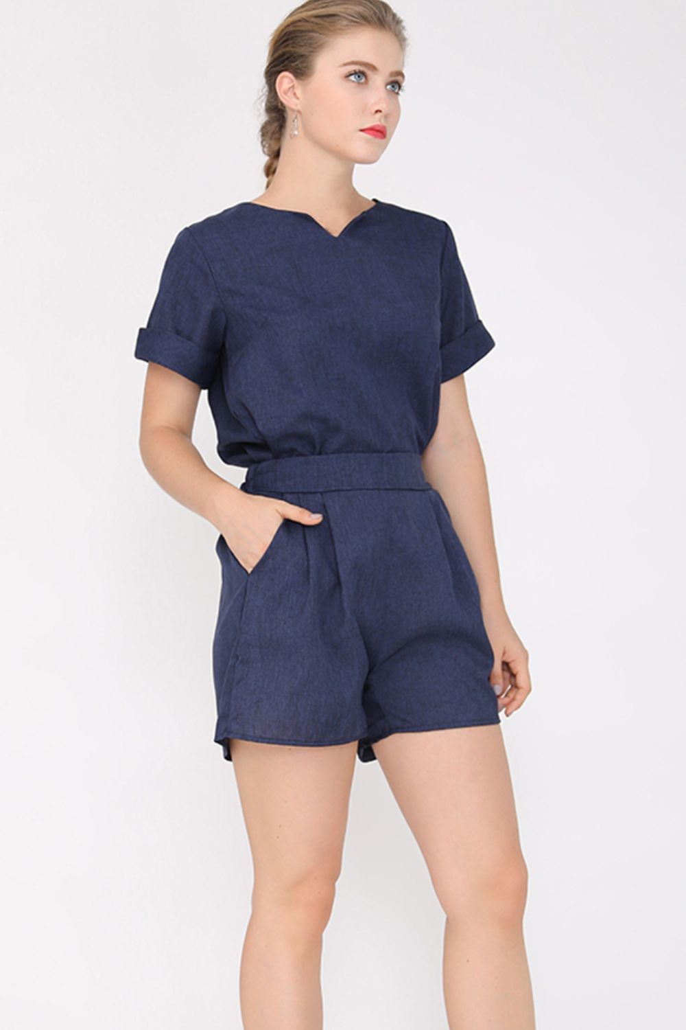 Plus Size Short Sleeve Top and Shorts Set-Jewearrings