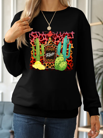 Graphic Round Neck Dropped Shoulder Sweatshirt-Jewearrings