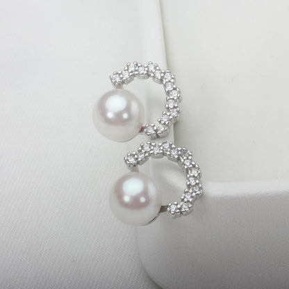 6-7mm Sea Pearls Stud Earrings S925 Sterling Silver-Jewearrings