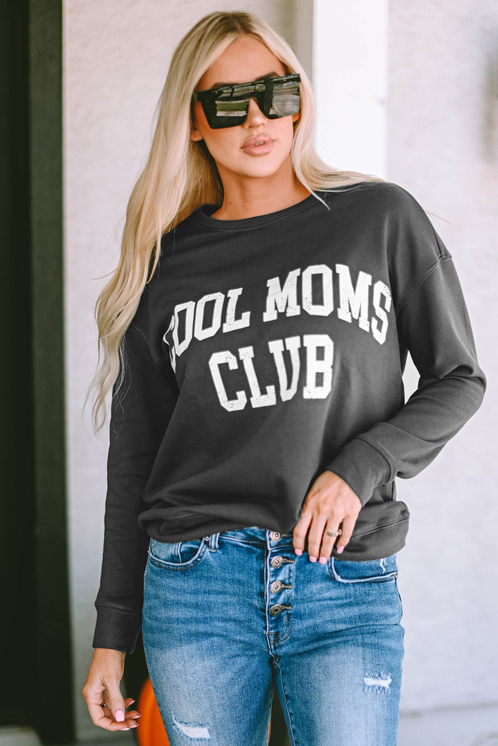 COOL MOM CLUB Round Neck Short Sleeve Sweatshirt-Jewearrings