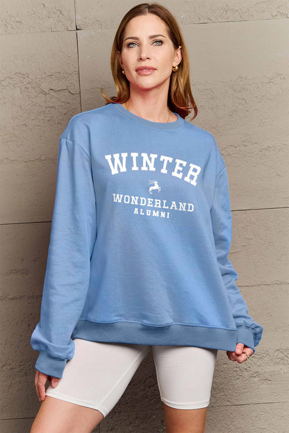 Simply Love Full Size WINTER WONDERLAND ALUMNI Graphic Long Sleeve Sweatshirt-Jewearrings