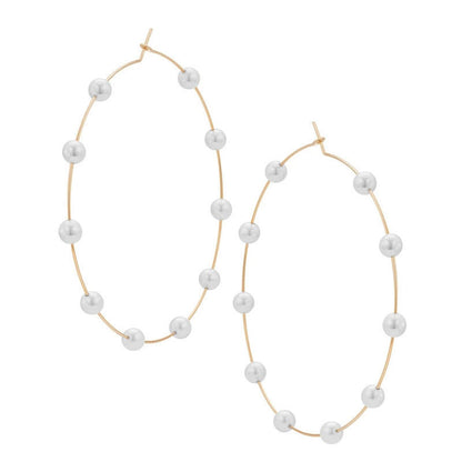 Pearl Large Circle Earrings-Jewearrings