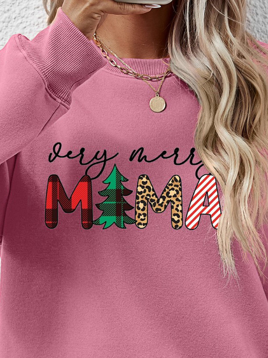 Letter Graphic Round Neck Long Sleeve Sweatshirt-Jewearrings