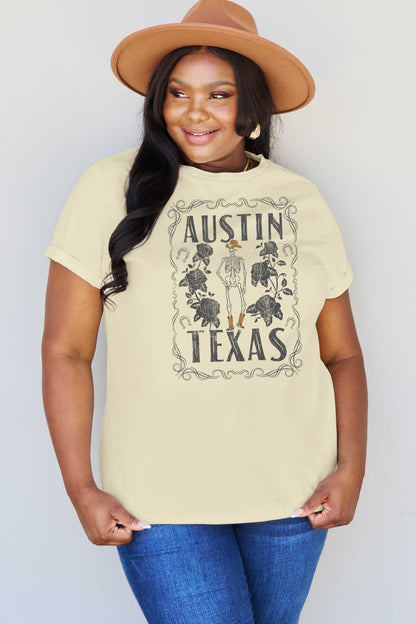 Simply Love Full Size AUSTIN TEXAS Graphic Cotton T-Shirt-Jewearrings