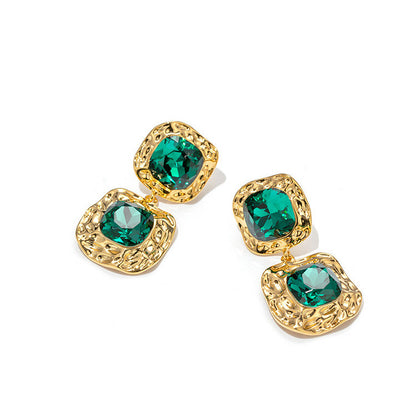 Vintage Sterling Silver Emerald Earrings-Jewearrings