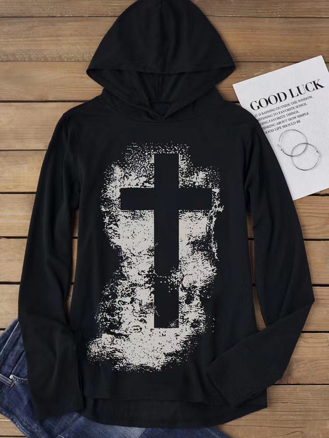 Graphic Long Sleeve Hoodie-Jewearrings