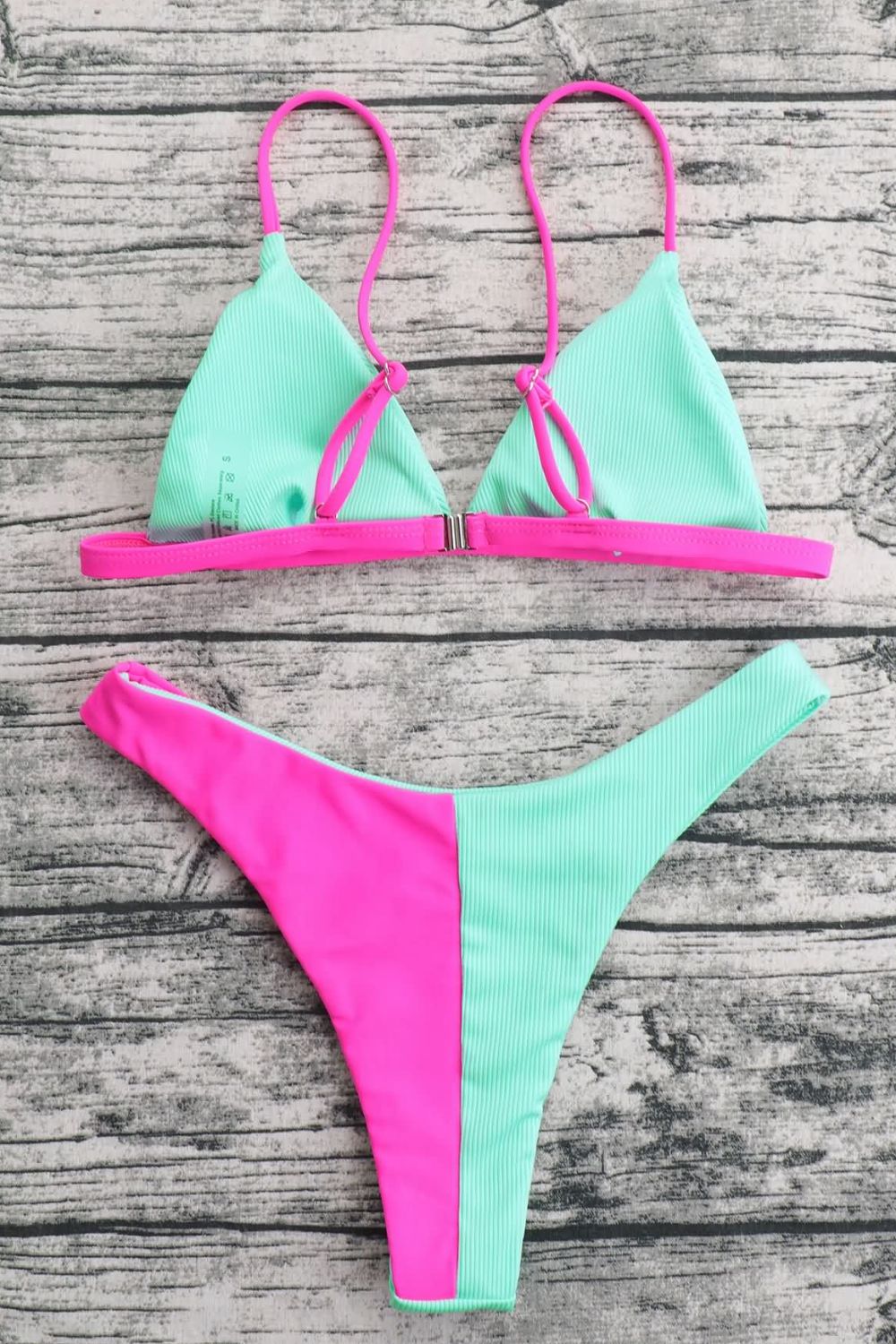 Contrast Ribbed Bikini Set-Jewearrings