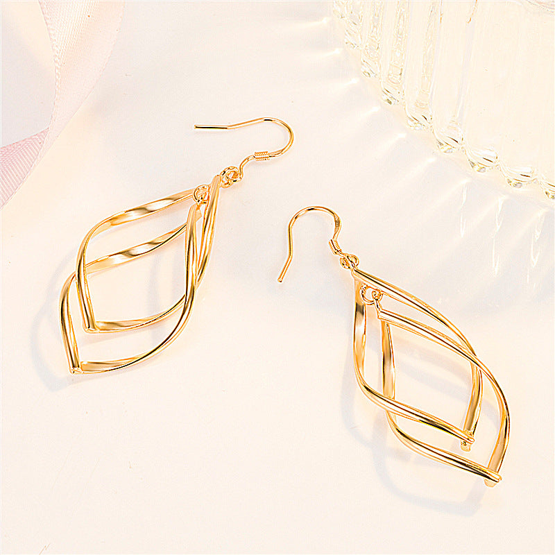 Simple Cross-border Accessories Gold-plated Double Ring Buckle Earrings-Jewearrings